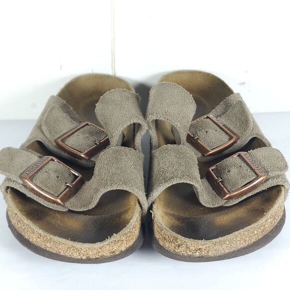 BIRKENSTOCK Women's Arizona US6 EU37 Taupe Suede 2 Straps Slide Sandals Shoes - Picture 5 of 16